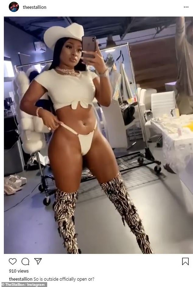 Stunner: H๏τ Girl Summer rapper Megan Thee Stallion showcased her curvy booty in a sultry new video on Sunday