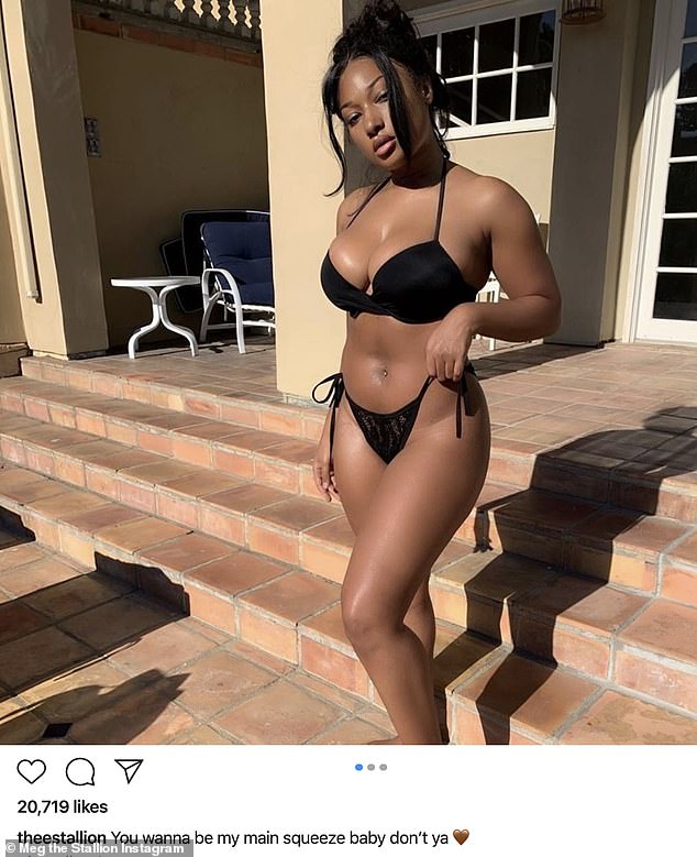 Sizzling sensation: Megan Thee Stallion showed off her knockout ʙικιɴι body as she posed in her sunlit backyard for Instagram this Thursday