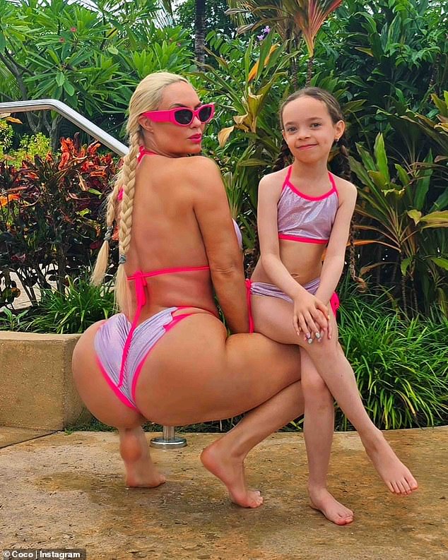 Coco Austin and her daughter Chanel , eight, posed in matching swimwear for six new images shared to Instagram on Sunday