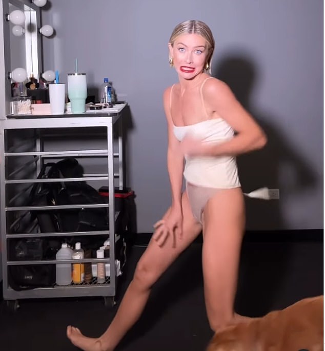 Julianne Hough is on a roll with her striptease shows. The professional dancer again was seen pulling off her clothing in a fun video shared to Instagram on Thursday evening.