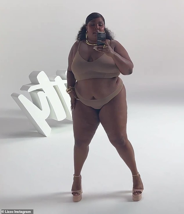 Sєxy: Lizzo flaunted her voluptuous curves while modeling the latest items from her shapewear line Yitty.