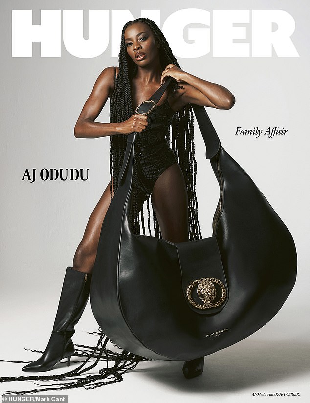 AJ Odudu looked incredible as she posed in a striking Hunger Magazine shoot over the weekend showcasing a series of fashionable looks