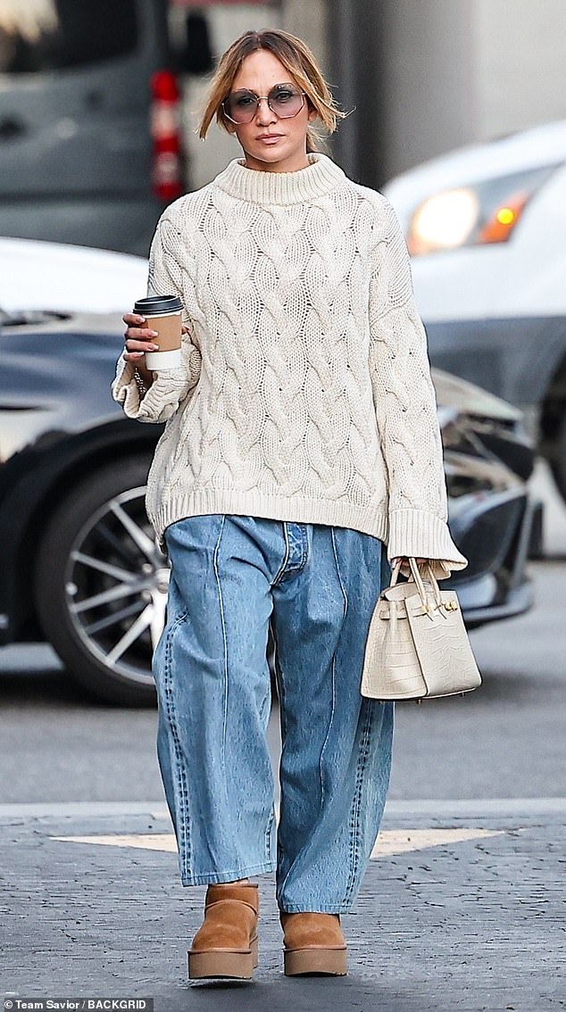 Jennifer Lopez looked cozy and comfortable as she stepped out for coffee in Los Angeles this week